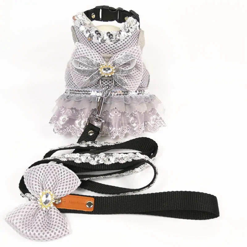 Princess Dog Dress Set with Harness and Leash - Perfect for Small Dogs Princess Dog Dress Set with Harness and Leash - Perfect for Small Dogs