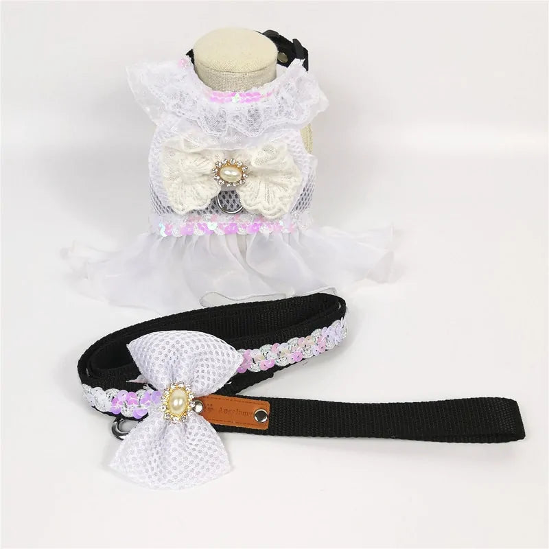 Princess Dog Dress Set with Harness and Leash - Perfect for Small Dogs Princess Dog Dress Set with Harness and Leash - Perfect for Small Dogs