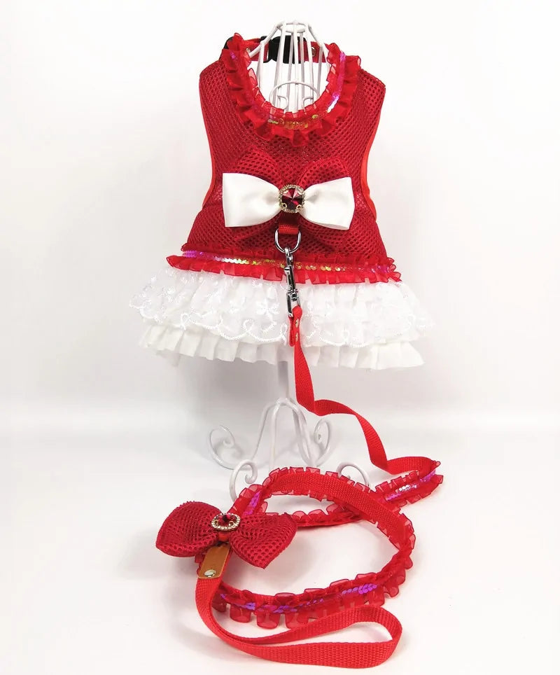 Princess Dog Dress Set with Harness and Leash - Perfect for Small Dogs Princess Dog Dress Set with Harness and Leash - Perfect for Small Dogs
