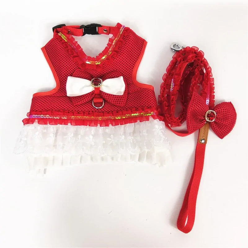 Princess Dog Dress Set with Harness and Leash - Perfect for Small Dogs Princess Dog Dress Set with Harness and Leash - Perfect for Small Dogs