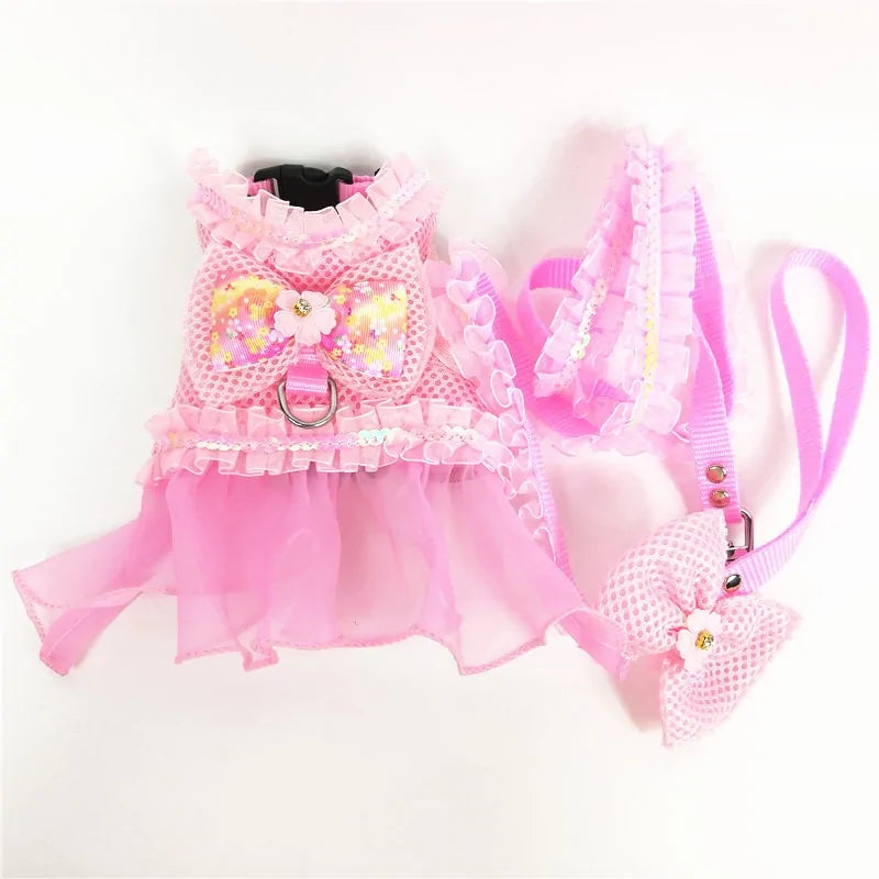 Princess Dog Dress Set with Harness and Leash - Perfect for Small Dogs Princess Dog Dress Set with Harness and Leash - Perfect for Small Dogs