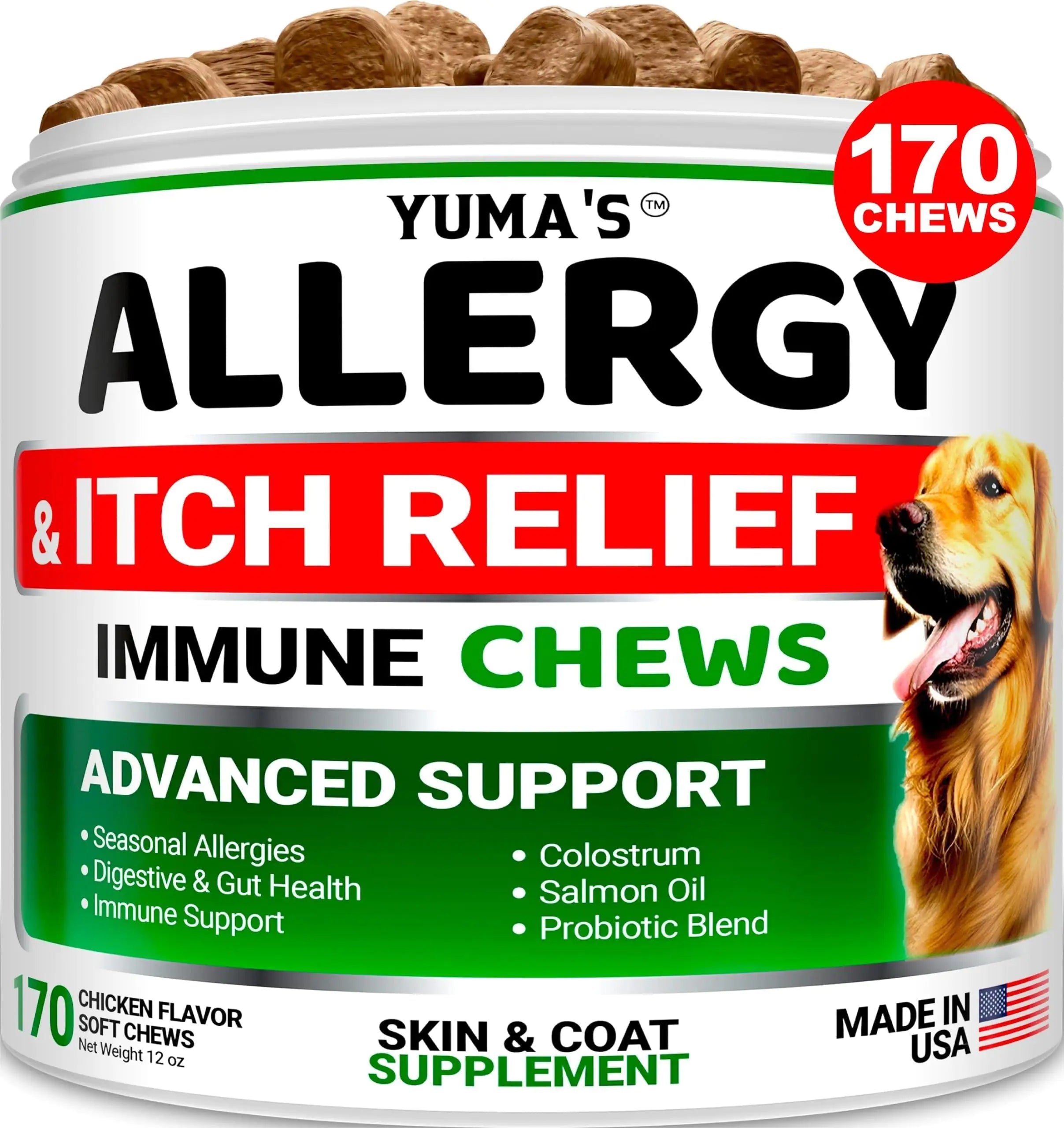 Dog Allergy Relief Chews Dog Itching Skin Relief Treatment Pills 170 Treats